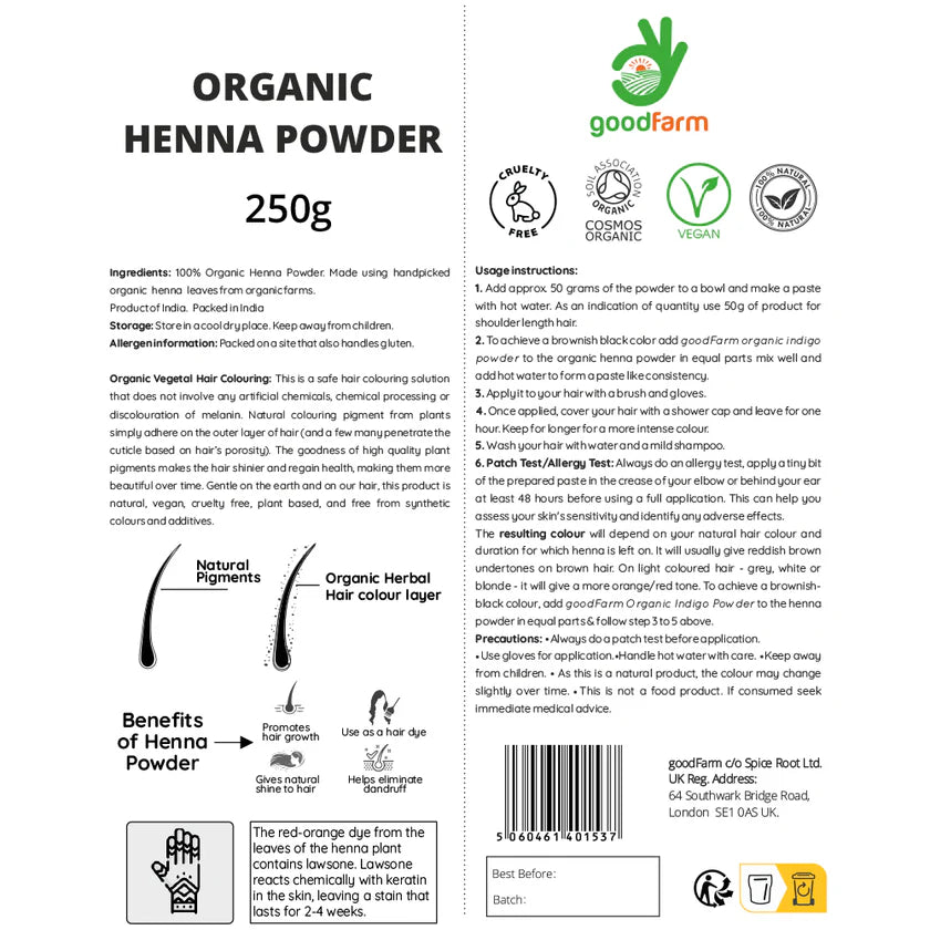 goodFarm Organic Henna Powder 250g
