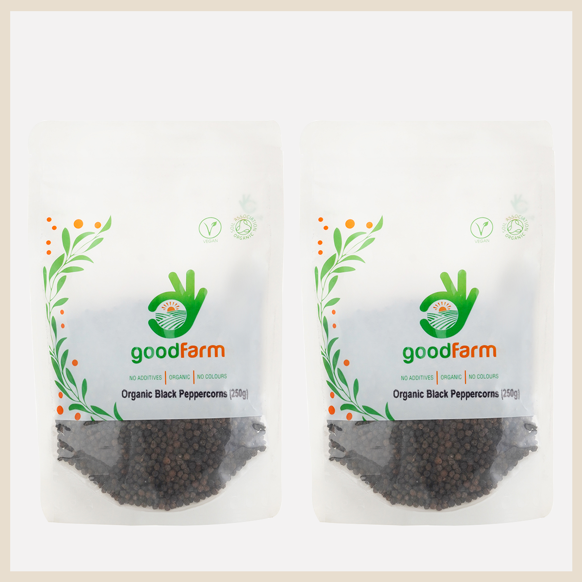 goodFarm Organic Black Peppercorns 250g
