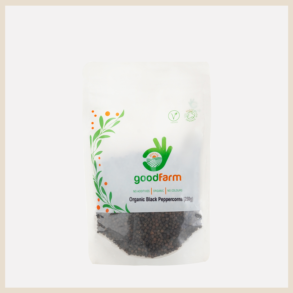 goodFarm Organic Black Peppercorns 250g