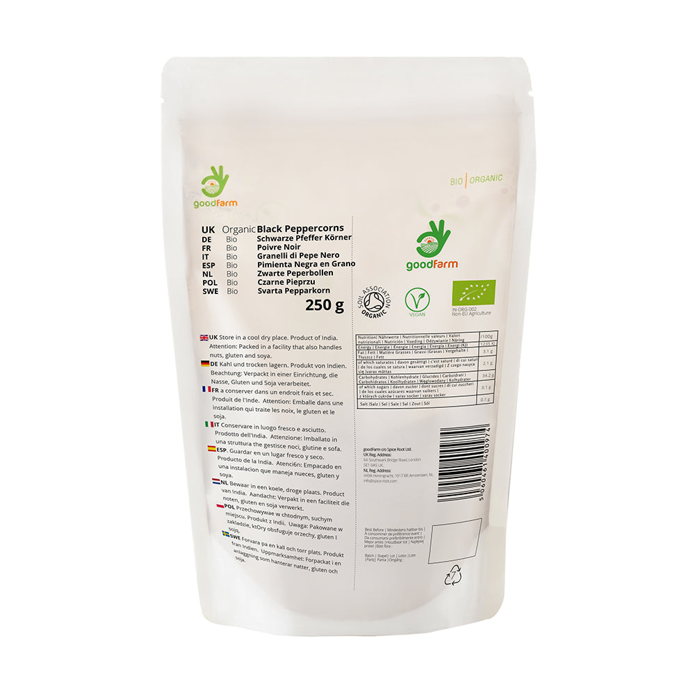 goodFarm Organic Black Peppercorns 250g
