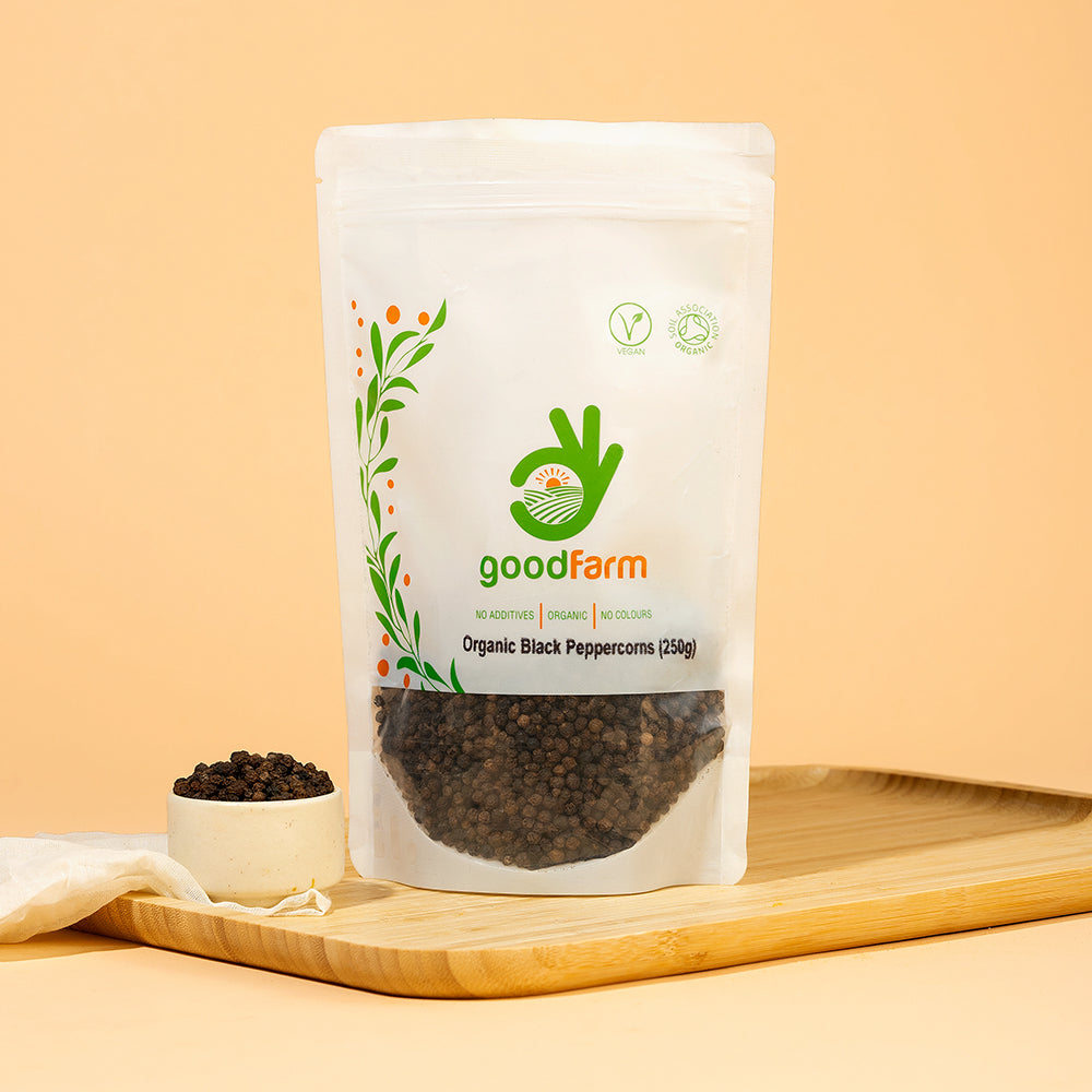 goodFarm Organic Black Peppercorns 250g