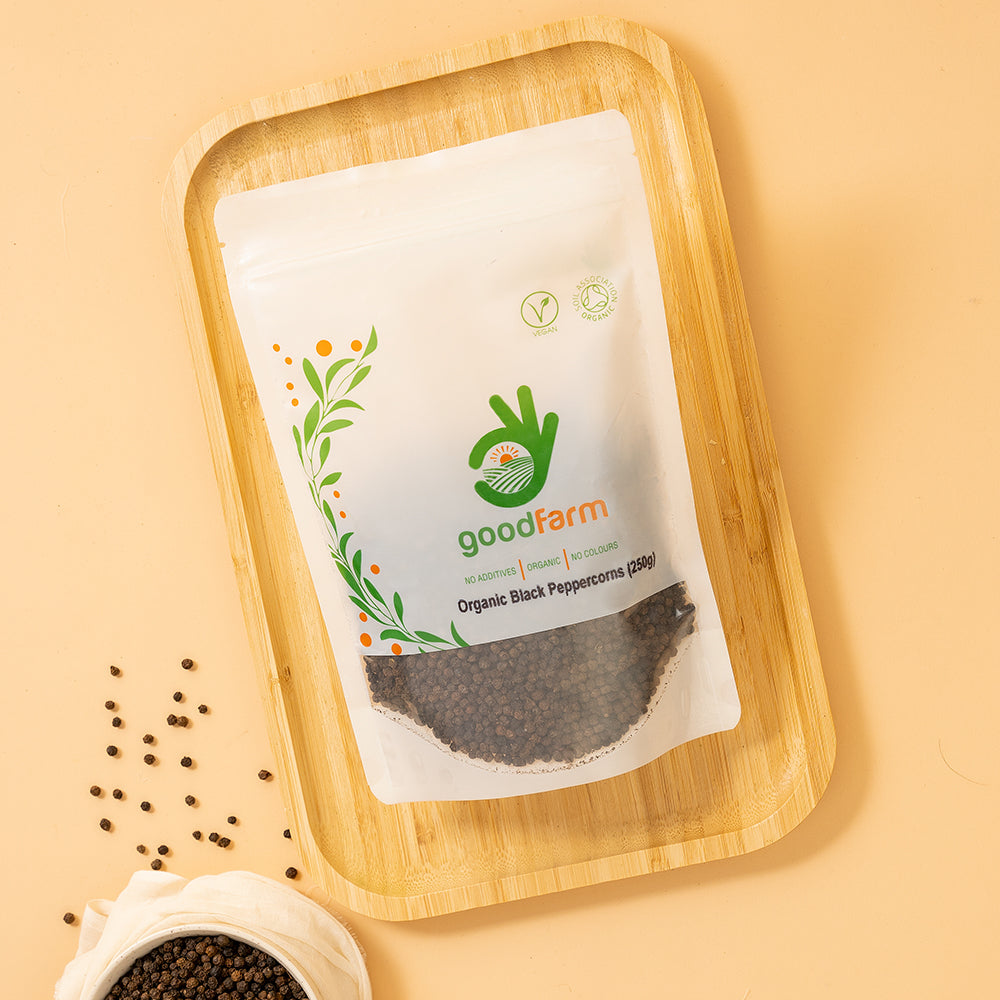 goodFarm Organic Black Peppercorns 250g