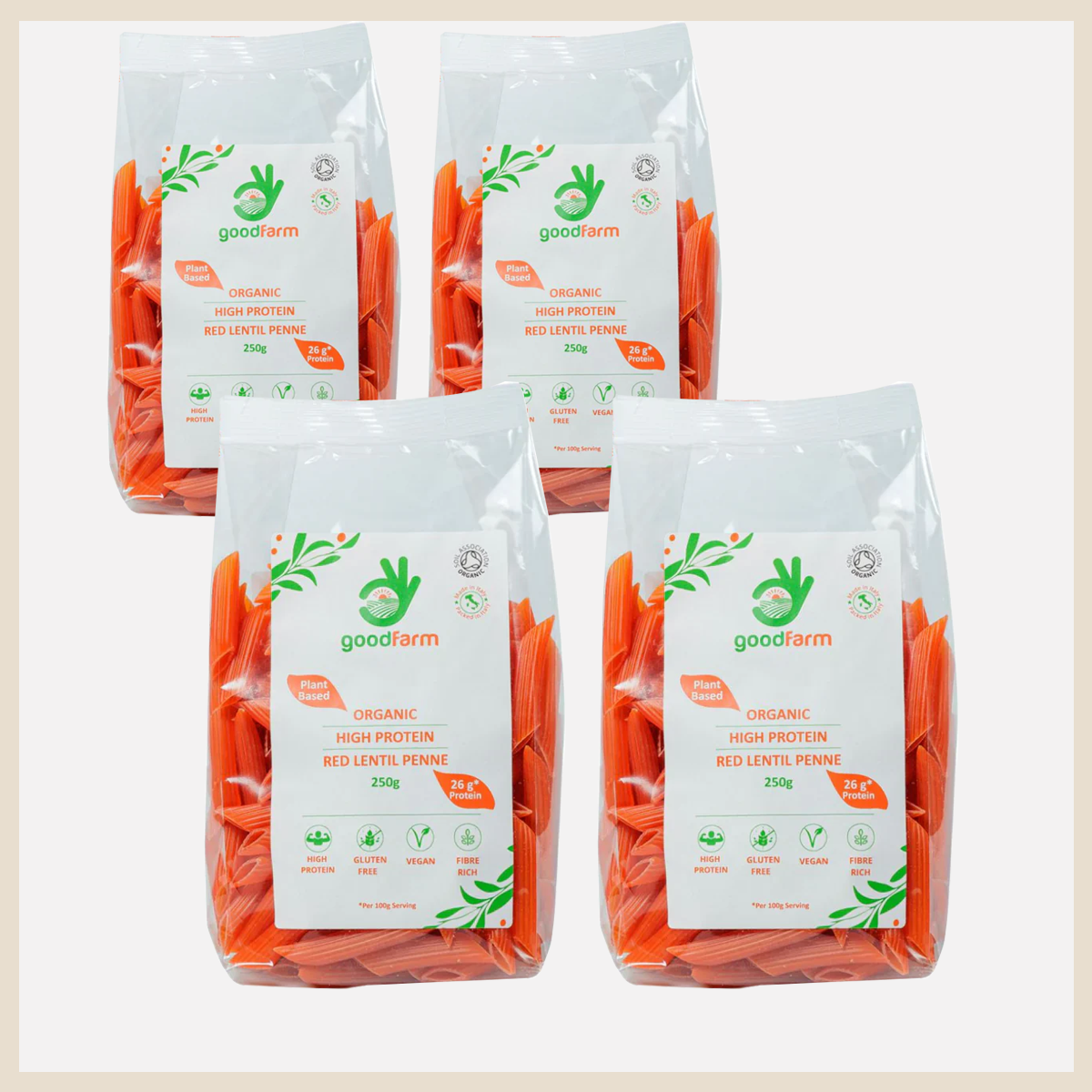 goodFarm Organic Red Lentil Penne 250g