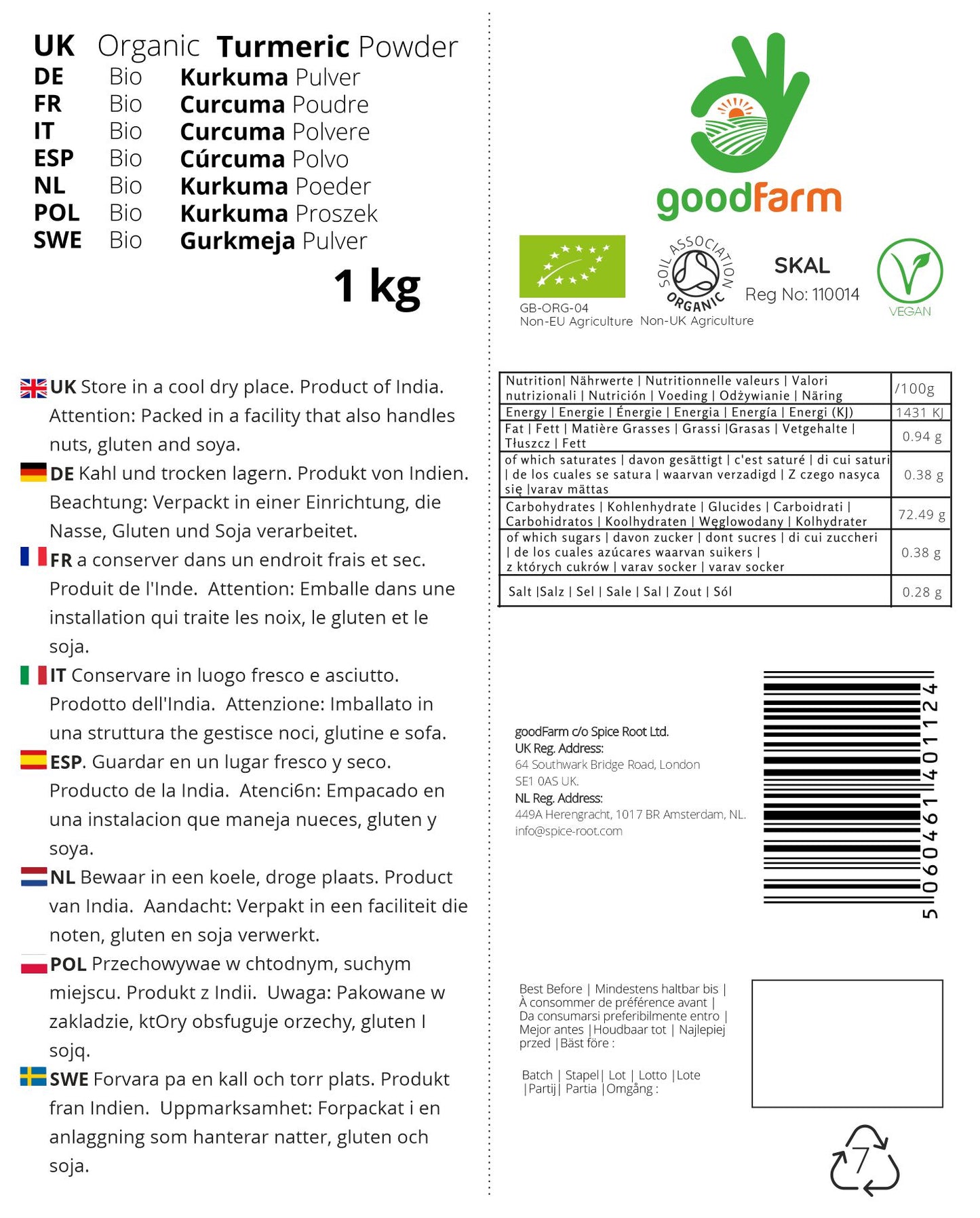 goodFarm Organic Turmeric Powder 1kg