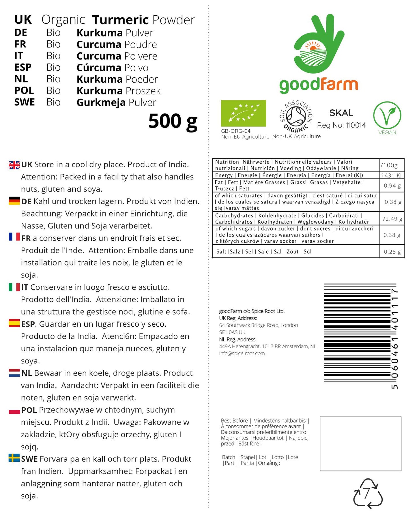 Organic Turmeric Powder 500g