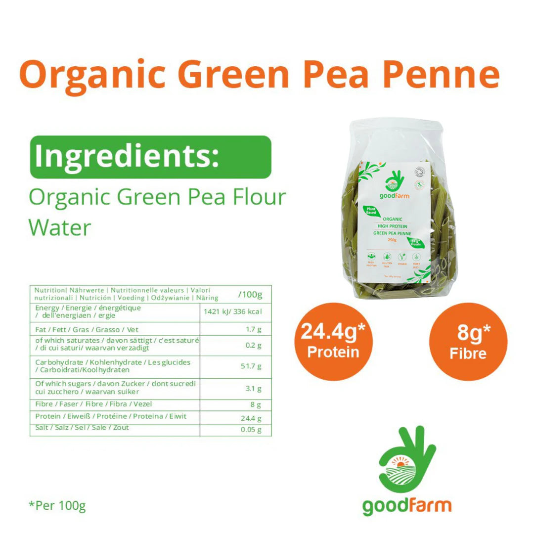 goodFarm Organic Green Pea Penne 250g