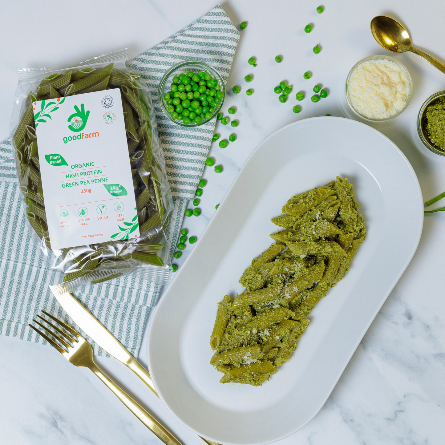 goodFarm Organic Green Pea Penne 250g